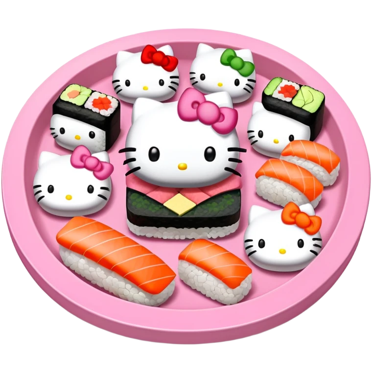 pink hello kitty sushi platter emoji