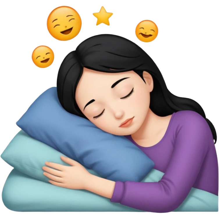 Girl with black hair sleeping emoji