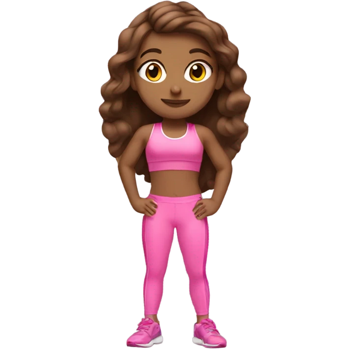 Pretty brown haired girl with pink workout set emoji