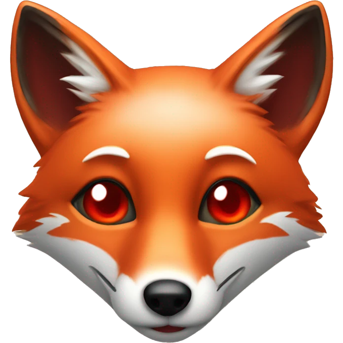 deep lush red fox face with tiny red heart instead of eyes emoji
