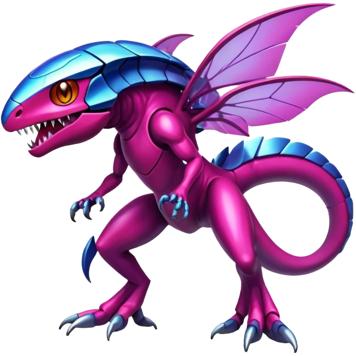 Shiny Exotic Colorful epic Gabite-Genesect-Koraidon-Fakémon-hybrid-creature (full body)  emoji