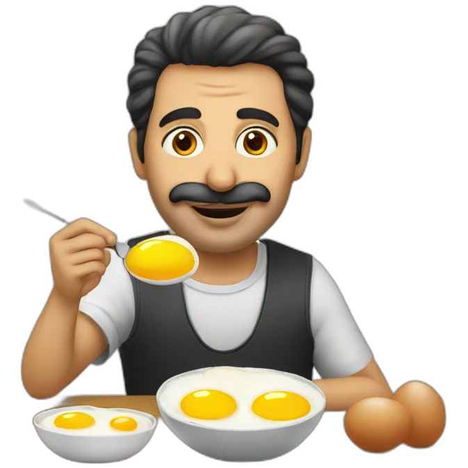 Turkish man eating eggs emoji