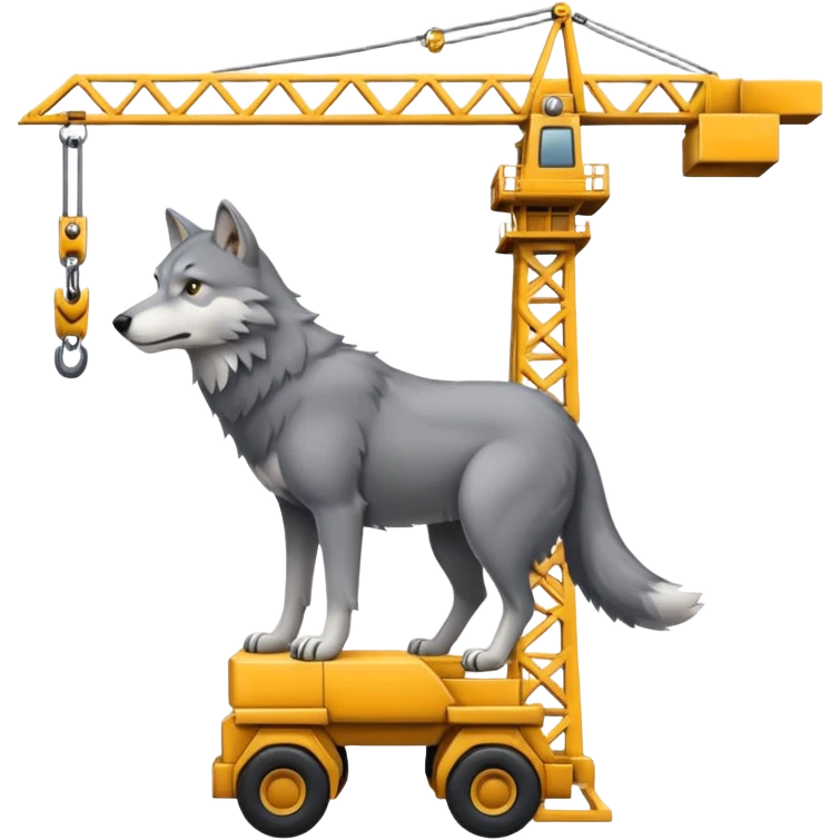  gray wolf rides on a tower crane emoji