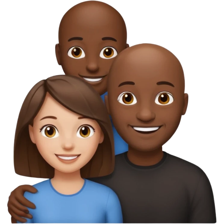 Black bald guy white girl brown hair emoji