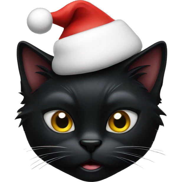 mad black cat w santa hat emoji