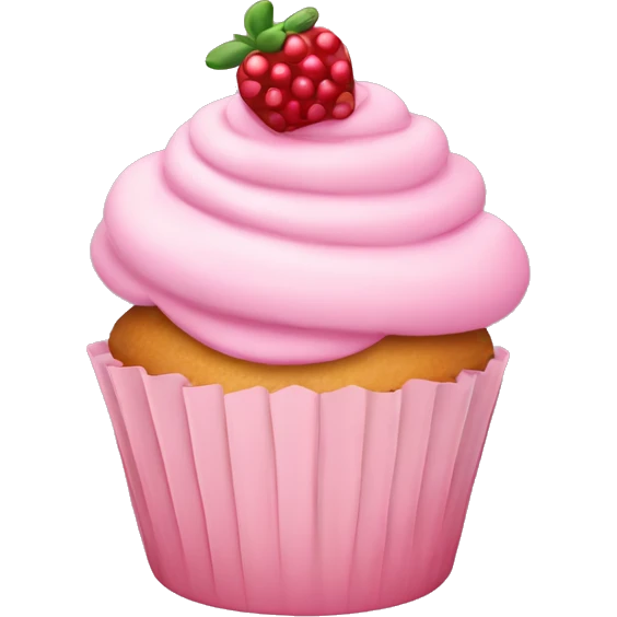 pastel pink cupcake with berries emoji