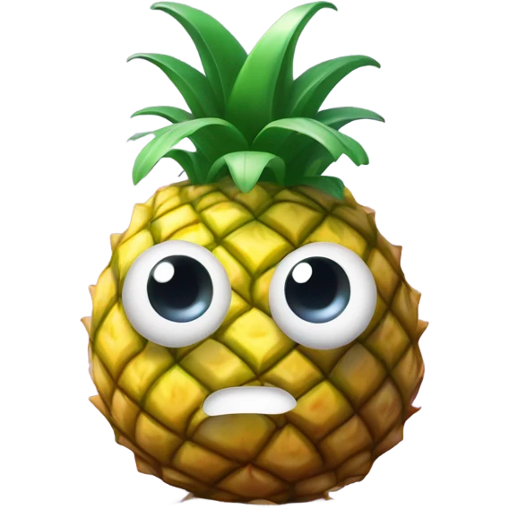 3D elegant shy pineapple  🍍 with big shiny eyes. The pineapple is confused ☺️ emoji