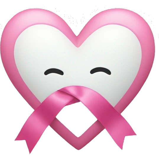 white heart with pink ribbon tied around  emoji