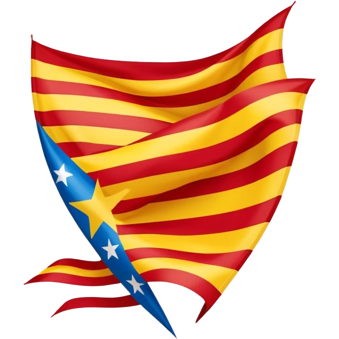 Catalonian estelada flag with red and yellow stripes, blue triangle, white star, clean iconic style emoji emoji