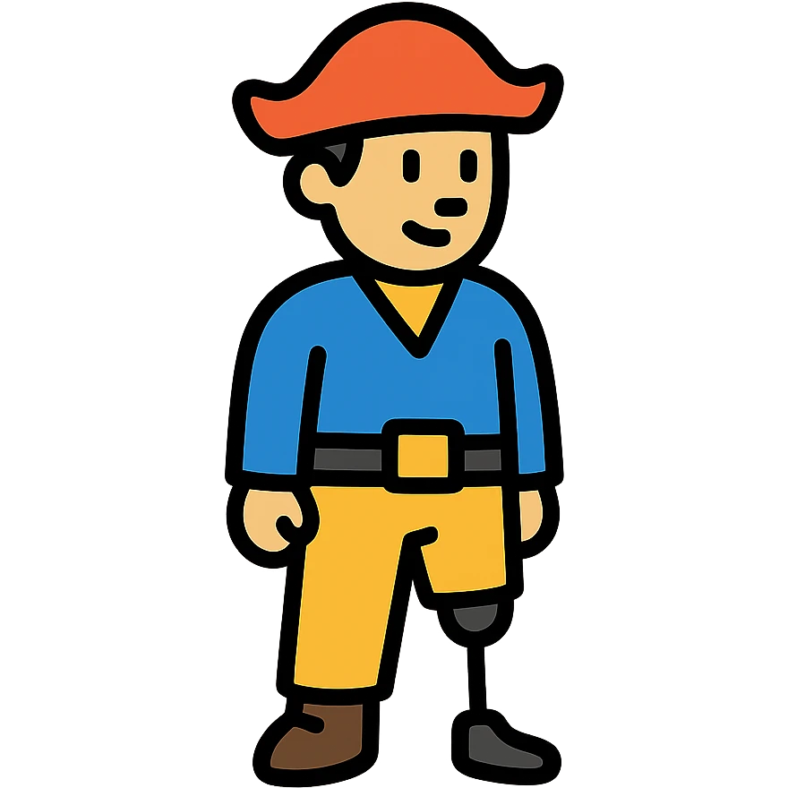 colored icon of a man with a peg leg emoji