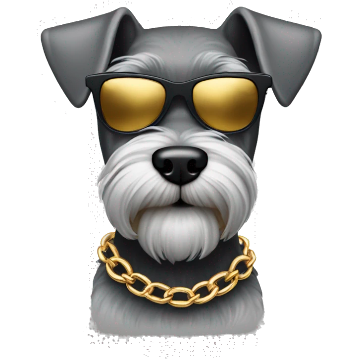 mini schnauzer with gold chain and sunglasses  emoji