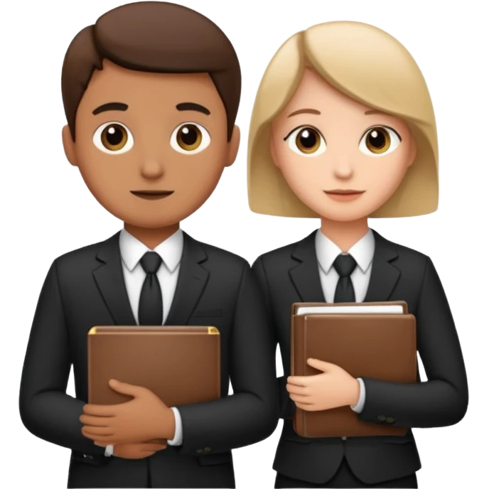 group of 5 colleagues with computer and copybooks emoji