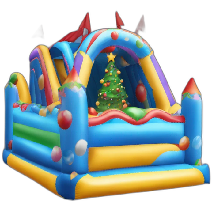 Bouncy castle with christmas emoji