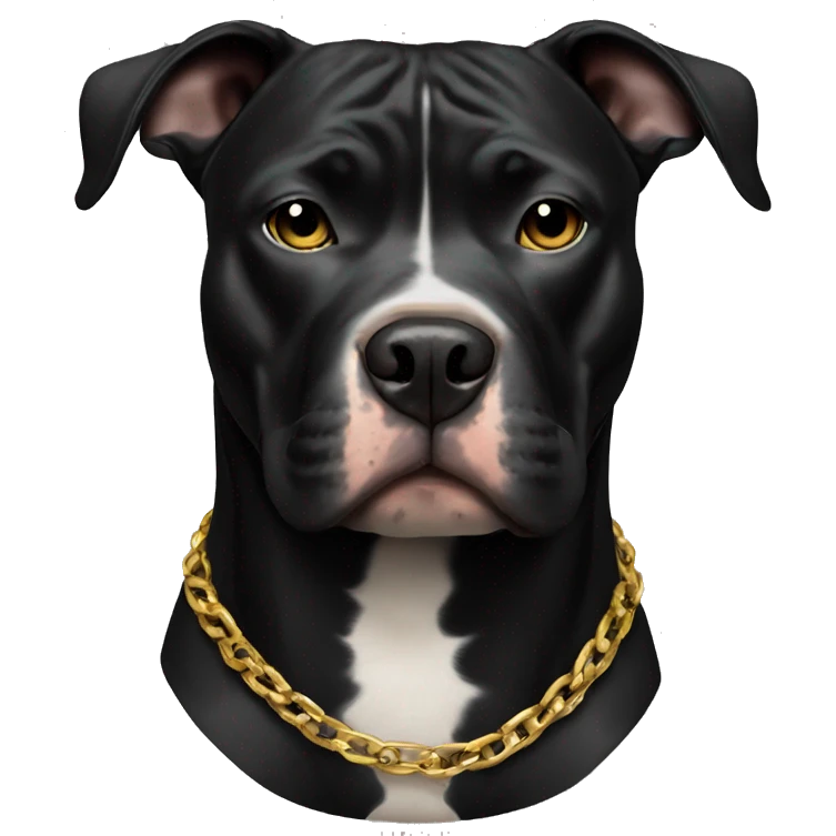 A black pitbull with a gold chain  emoji