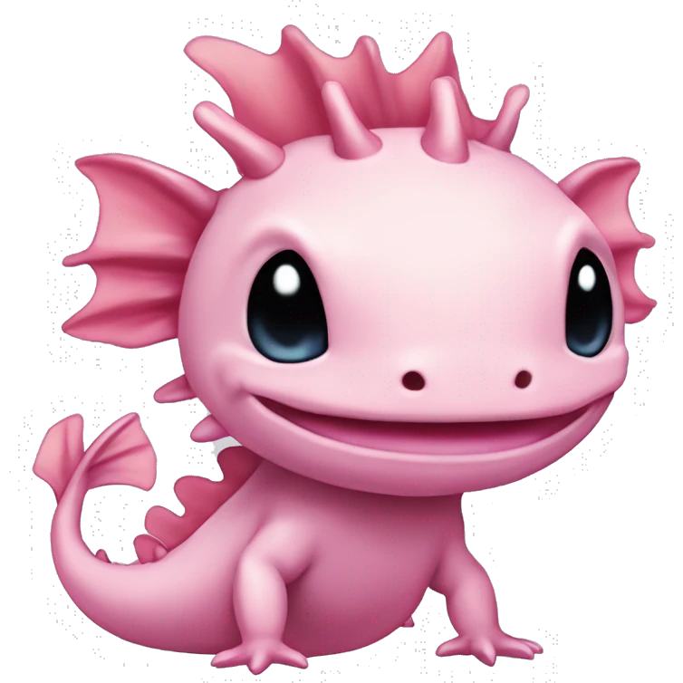 high detailed high resolution pink cute axolotl stitch chibi sanrio pokemon like chinese dragon emoji