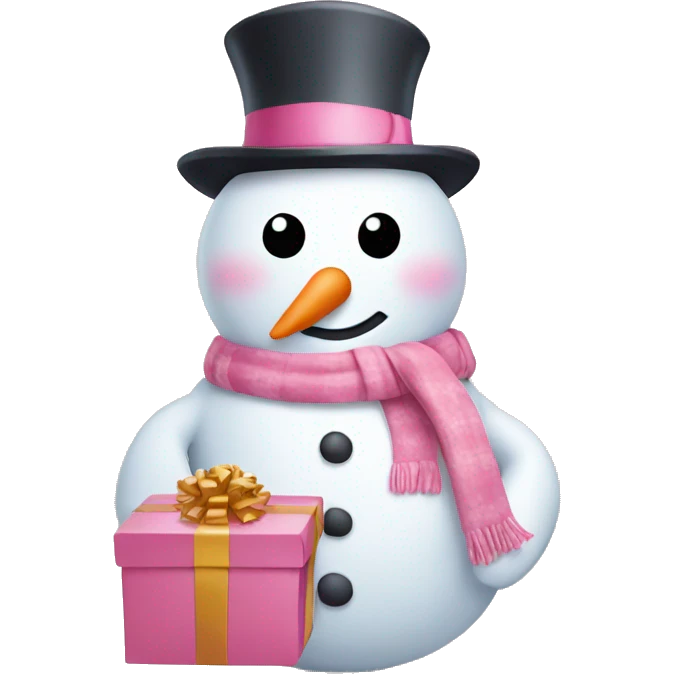 pastel pink snowman and gift emoji