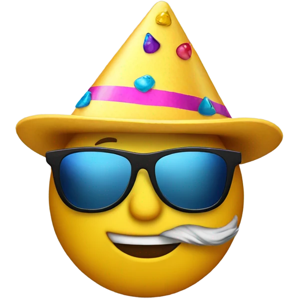 Cool guy sunglasses with party hat emoji