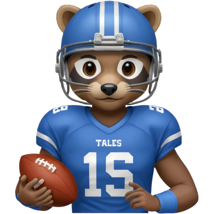 american football player raccoon blue emoji