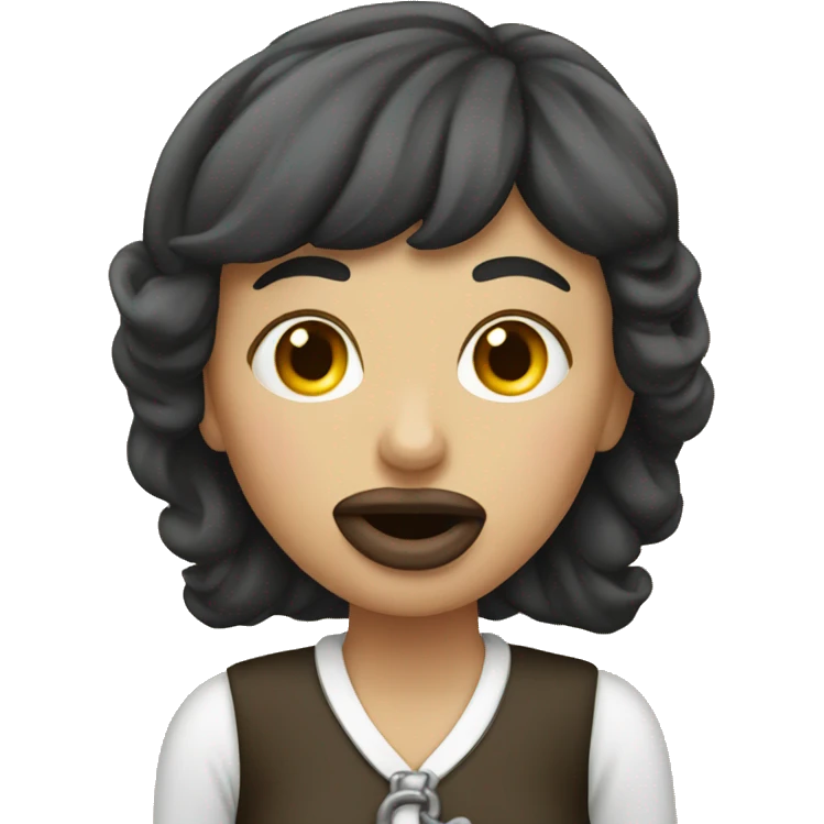 A lady with a bauget in her mouth emoji