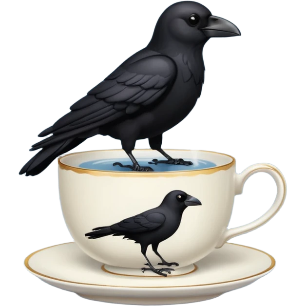 create a crow hoalding tea cup   emoji