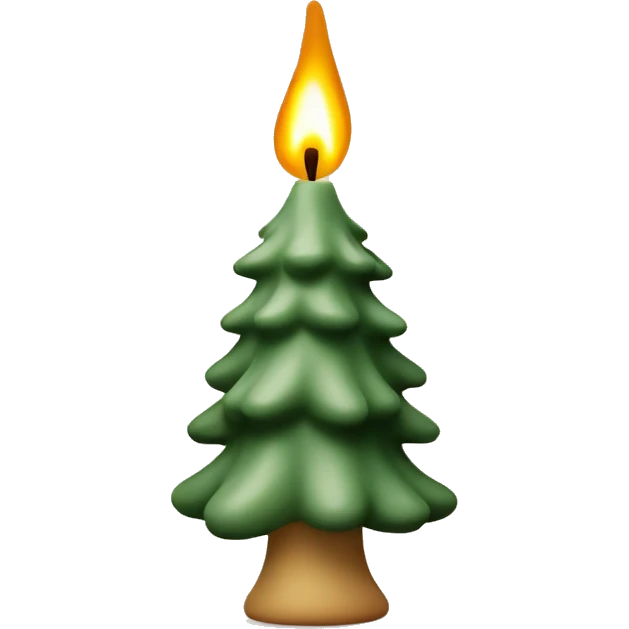 beige wax candle shaped like a pine tree emoji