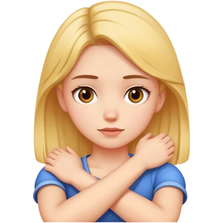 Girl crossing arms holding neck emoji