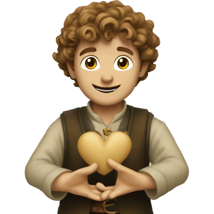 Bilbon Baggins makes a heart with his hands emoji