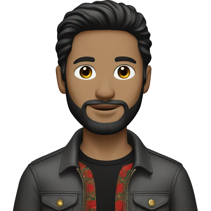 guy with white skin gucci shirt and black mid-length hair with lined beard  emoji