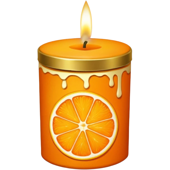 Citrus candle – orange wax in gold tin with slice design emoji