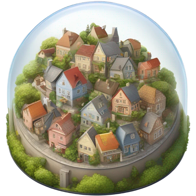  circular glass dome with March small town inside very pretty emoji