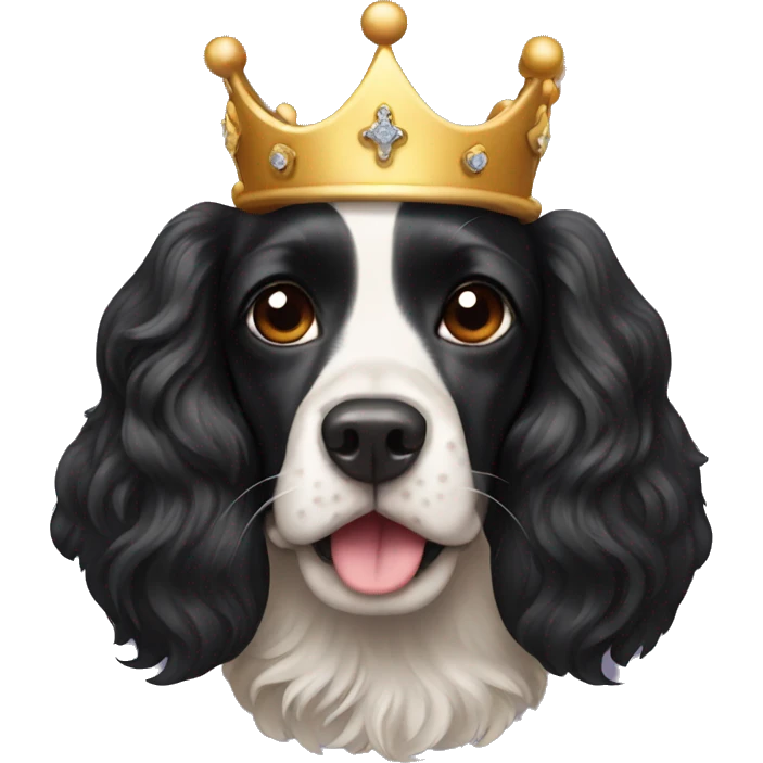 Black cocker spaniel with a crown on its head  emoji