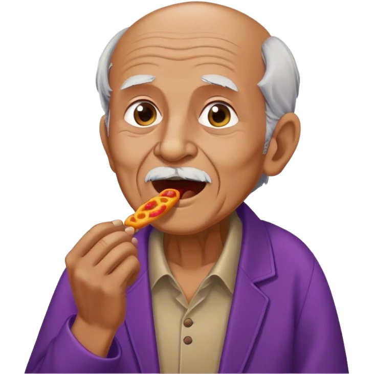 Old man, eating Takis on stage singing emoji