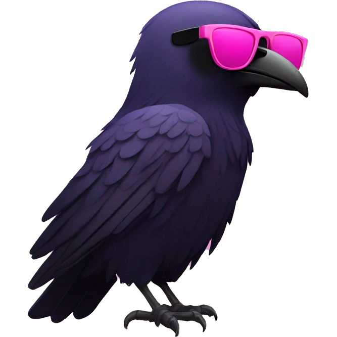 Raven with pink sunglasses emoji