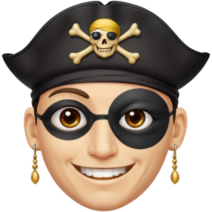 Eye patch pirate with earring, one eye covered
 emoji