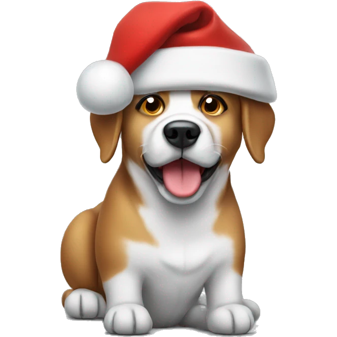 Dog wearing Santa hat emoji