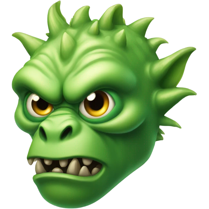 super realistic aggressive green emoji