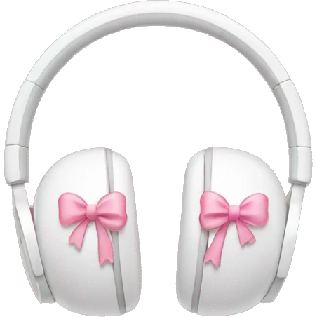 White apple headphones with light pink bows  emoji