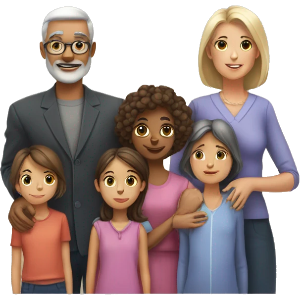 father, mother, tw elder daughters and one youngr boy emoji