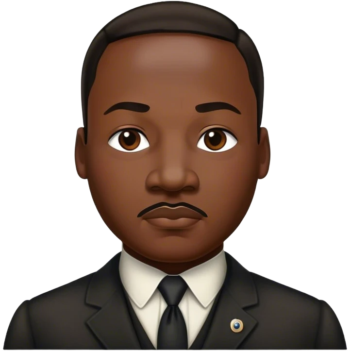 Cinematic Realistic Martin Luther King Jr. Portrait Emoji, depicted as a compassionate determined civil rights leader in period attire with a powerful gaze, rendered with rich textures and inspiring dynamic lighting that captures his historic legacy. emoji