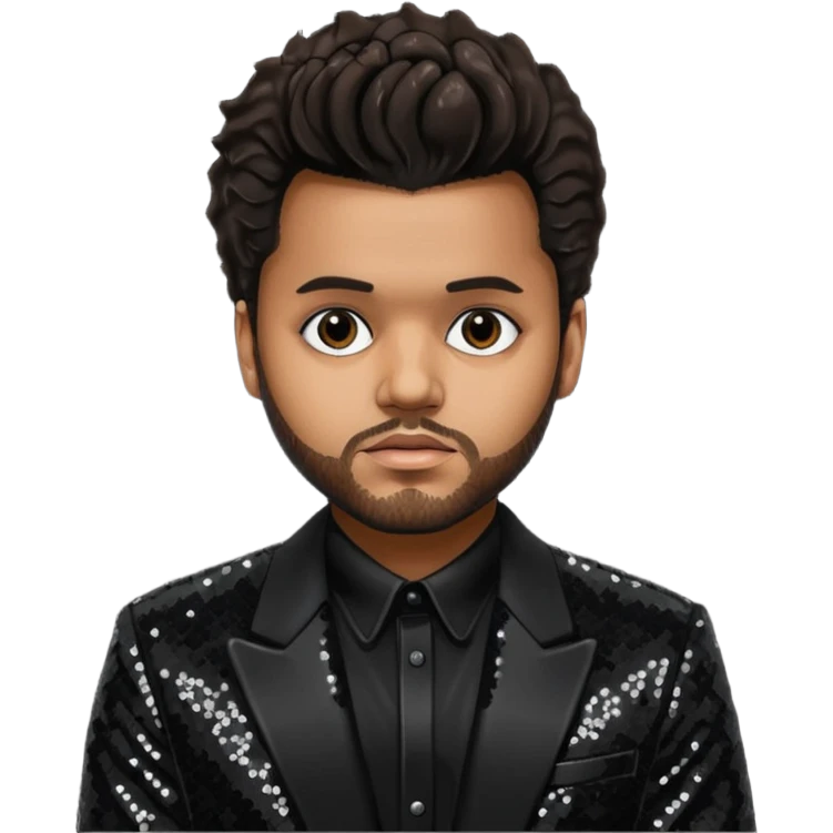 The Weeknd with Dark Brown Hair, Black Sequin Outfit emoji