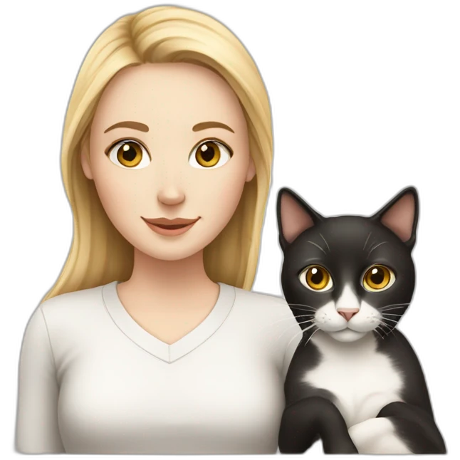 white girl and cat emoji