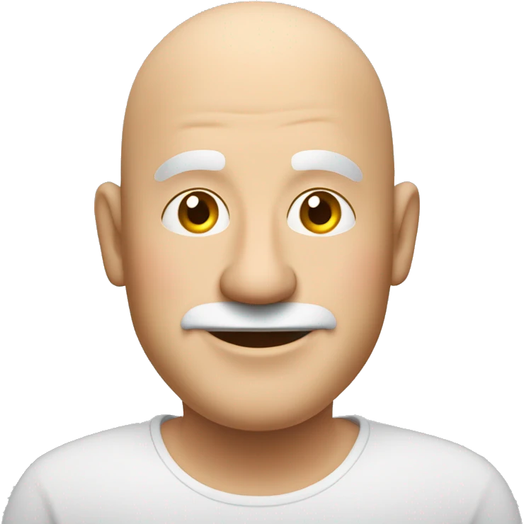 a bald fat friendly man no spectacles and no facial hair who is welcoming in his mid 50s for a travel tour guide company logo emoji