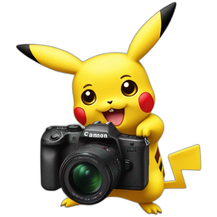 pikachu with Canon r5  camera emoji