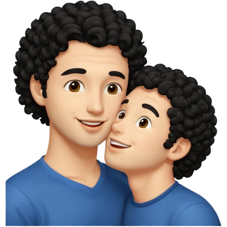 a handsome man with black curly hair tries to kiss emoji
