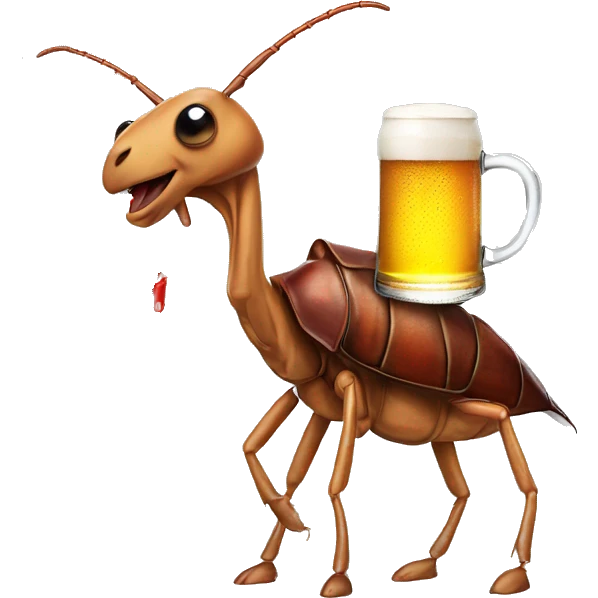 cockroach on a camel (with a beer) emoji