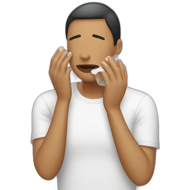 person wipes sweat from their face emoji