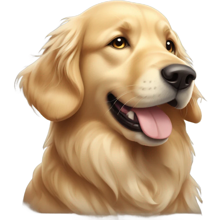 Golden retriever with speech bubble saying sleep well emoji