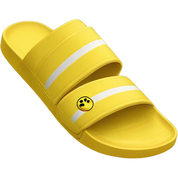 Yellow hand holding up adidas slides  emoji