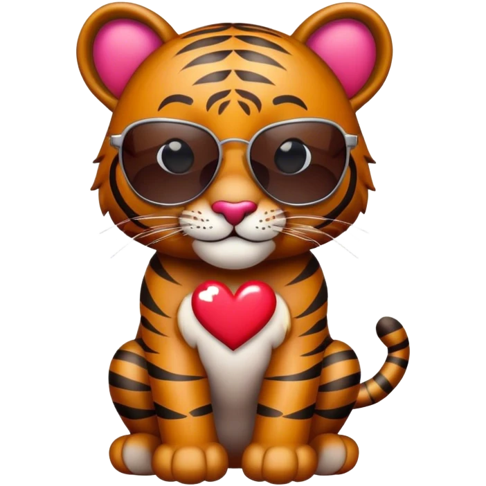 Tiger with sunglasses and hearts  emoji