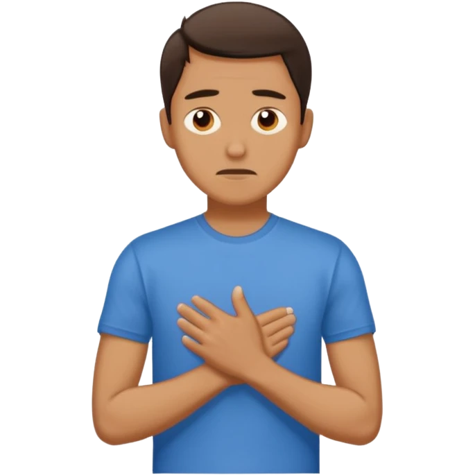 Man wearing a t-shirt and feeling cold emoji